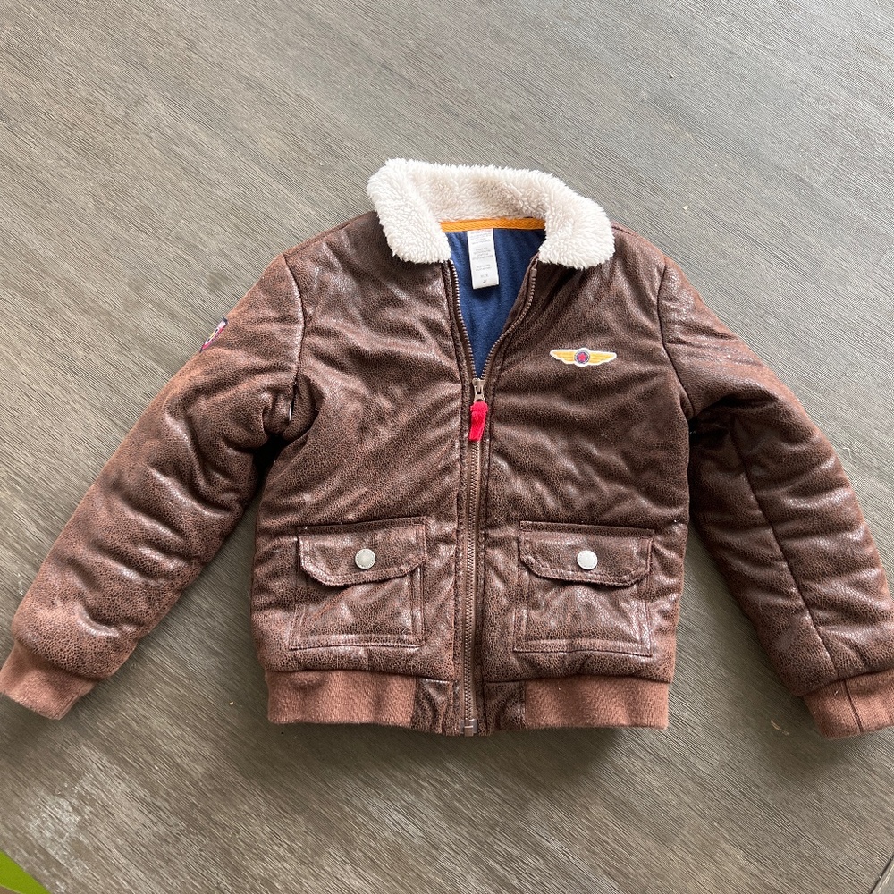 Toddler Faux Leather Pilot Bomber Jacket